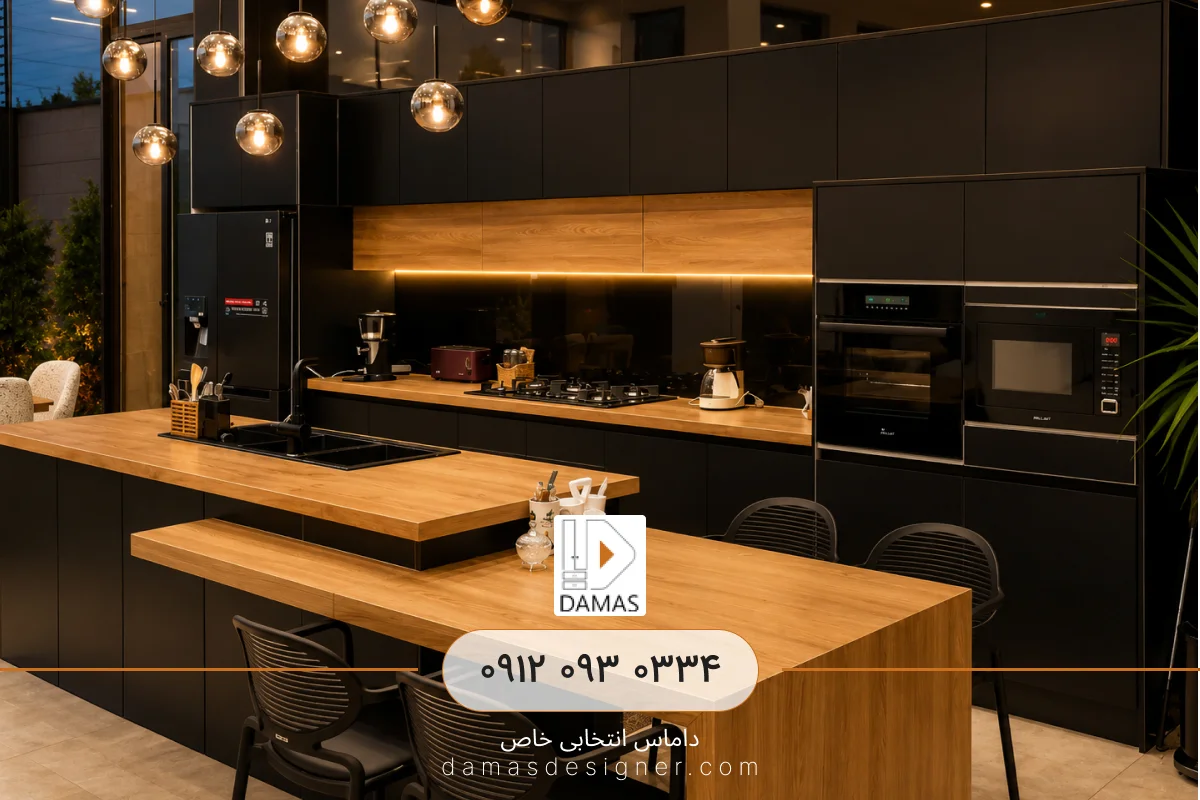 قیمت کابینت مشکی مات با چوب در کرج